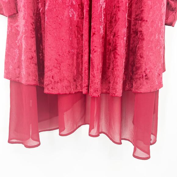 Torrid Romantic Layer Velvet Chiffon Mix Open Front Long Sleeve Kimono Size L - Picture 7 of 9